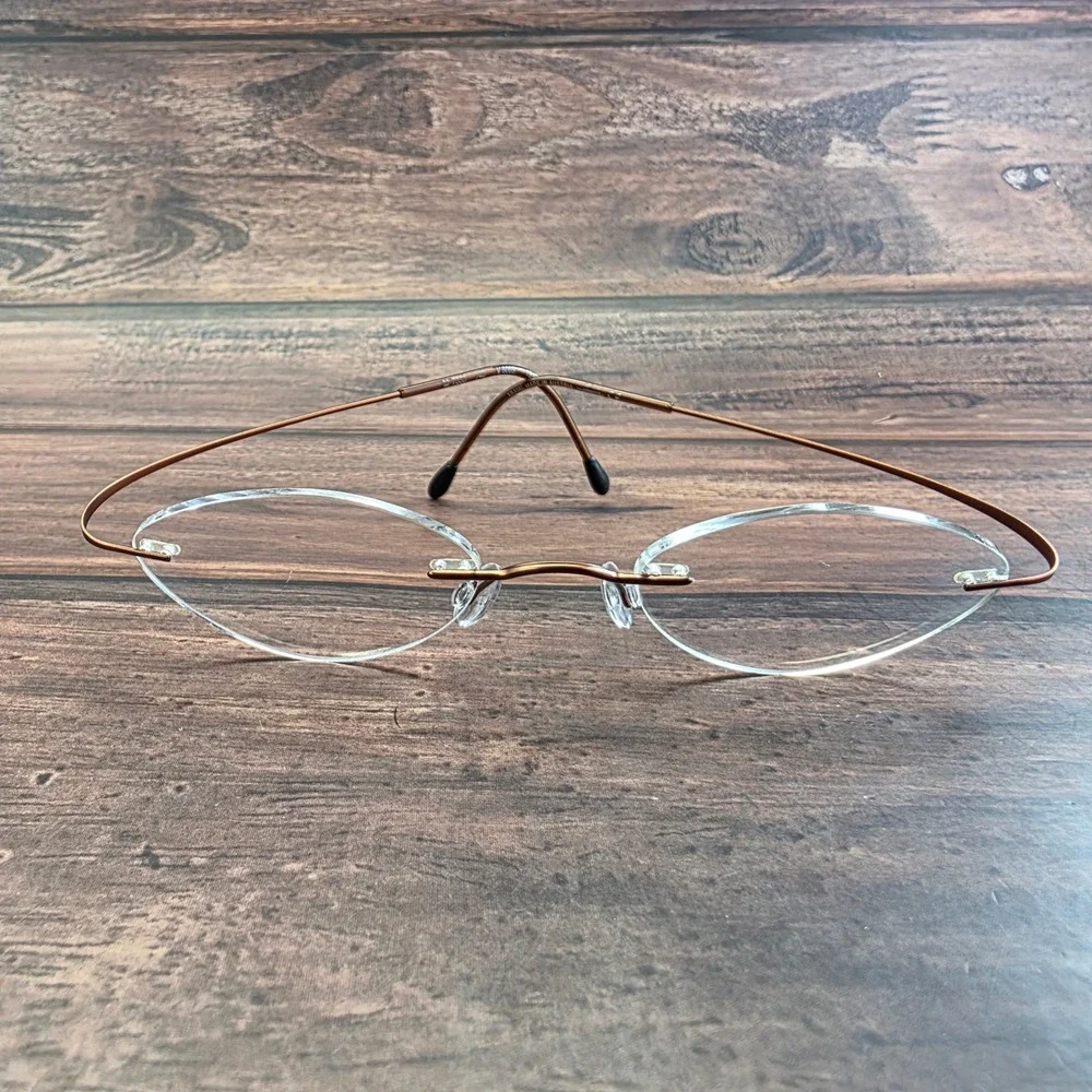 Silhouette V 6069 Rimless Eyeglasses Bronze Cat Eye Frames Austria 19-140-40